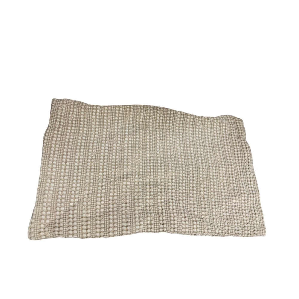 Pottery Barn Pillow Cover Unisex 16x26 Tan Excellent Waffle Weave Cotton Zip